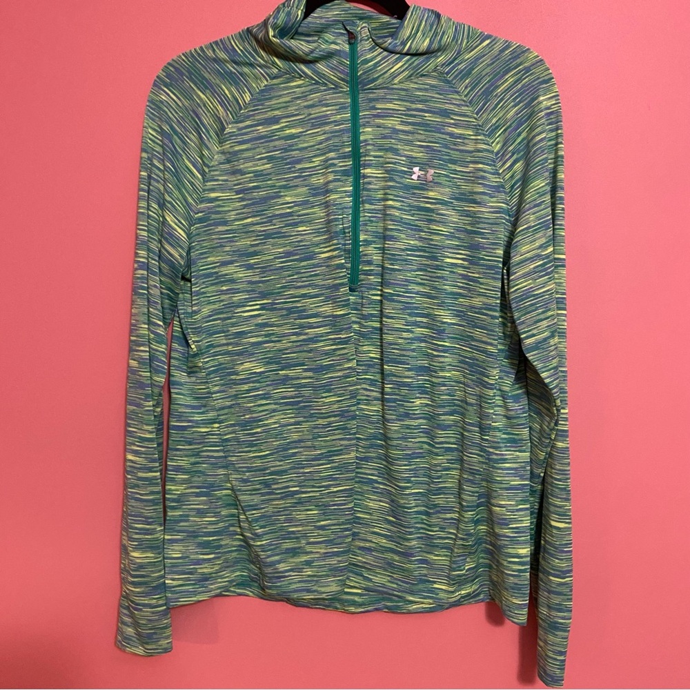Under Armour Blue and Yellow Semi-Fitted Top